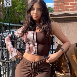 Going Through A Rough Patchwork Top- Brown Combo